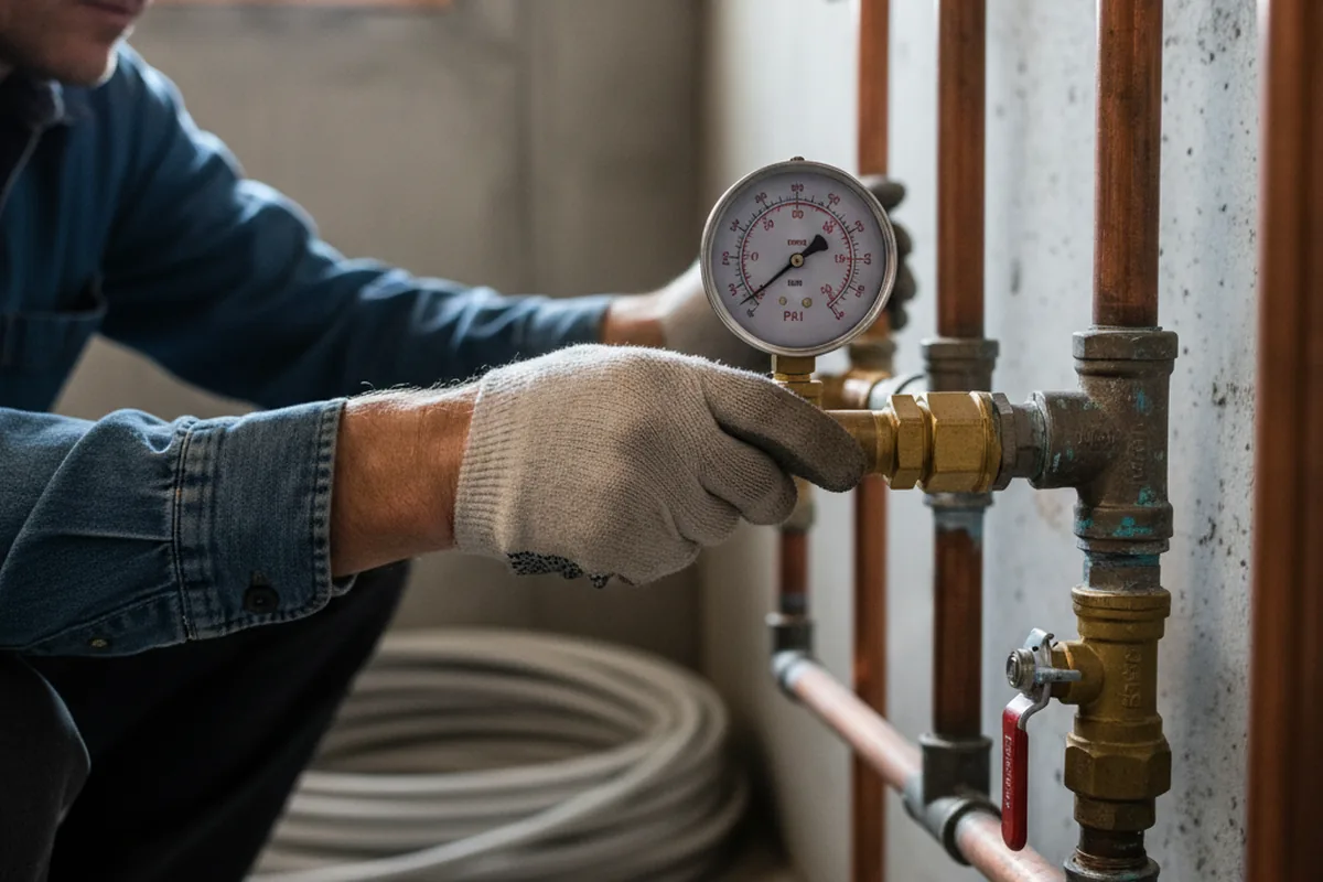 Pressure testing a repaired line during Water Line Repair in Rollinsford